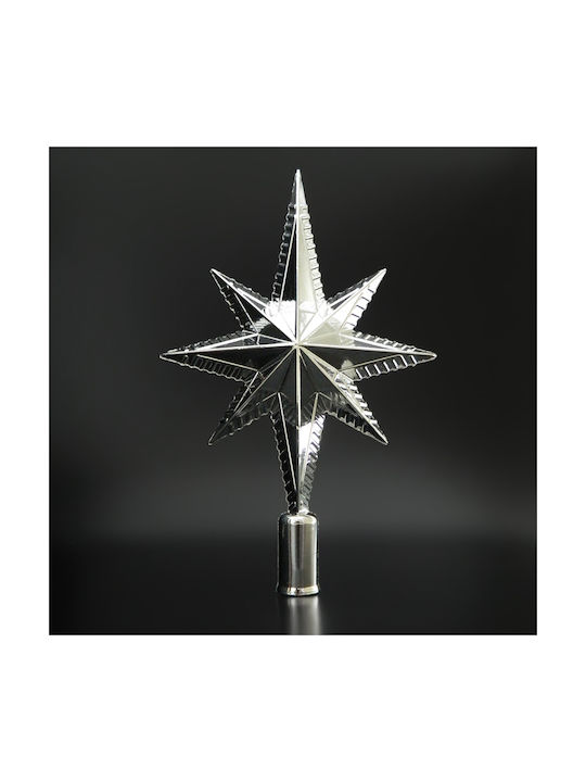 Eurolamp Christmas Plastic Christmas Tree Topper Ornament Silver 37x66.5cm