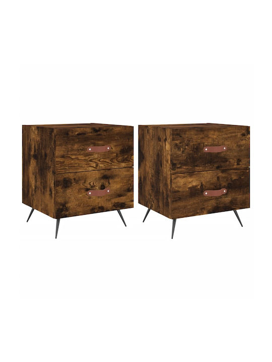 Wooden Bedside Tables 2pcs Καπνιστή Δρυς 40x35x47.5cm