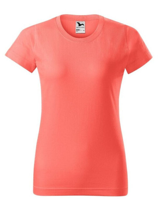 Malfini Basic Γυναικείο Διαφημιστικό T-shirt Κοντομάνικο σε Ροζ Χρώμα