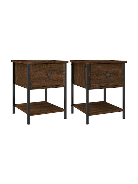 Wooden Bedside Tables 2pcs Καφέ Δρυς 34x35.5x45cm