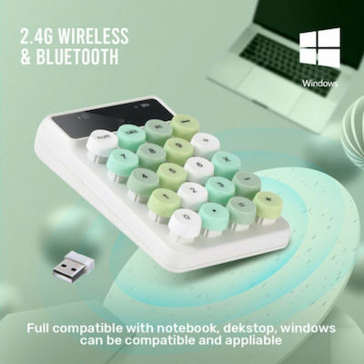 Alcatroz Jellybean Num A3 Ασύρματο Bluetooth Αριθμητικό Πληκτρολόγιο Crayon Green