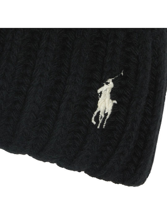 Ralph Lauren Pom Pom Beanie Feminin Căciulă Tricotat în culoarea Negru