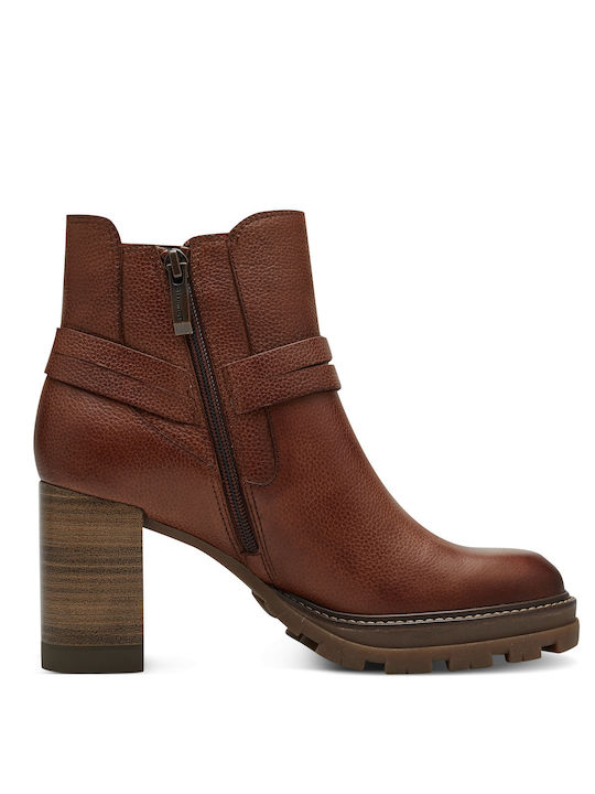 Tamaris Leder Damen Knöchelstiefel Tabac Braun