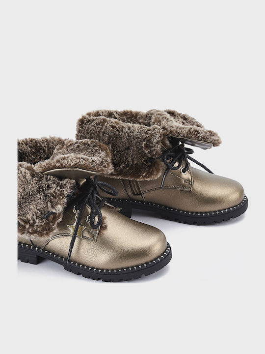 Biker Lederne Kinderstiefeletten mit Reißverschluss Gray