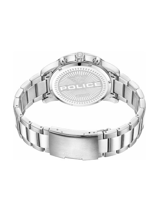 Police Watch Battery with Silver Metal Bracelet