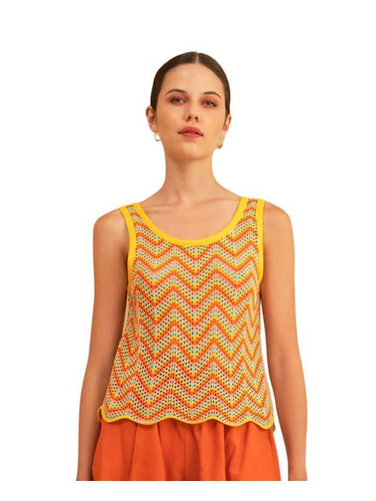 Moutaki Women's Summer Blouse Sleeveless Multicolour