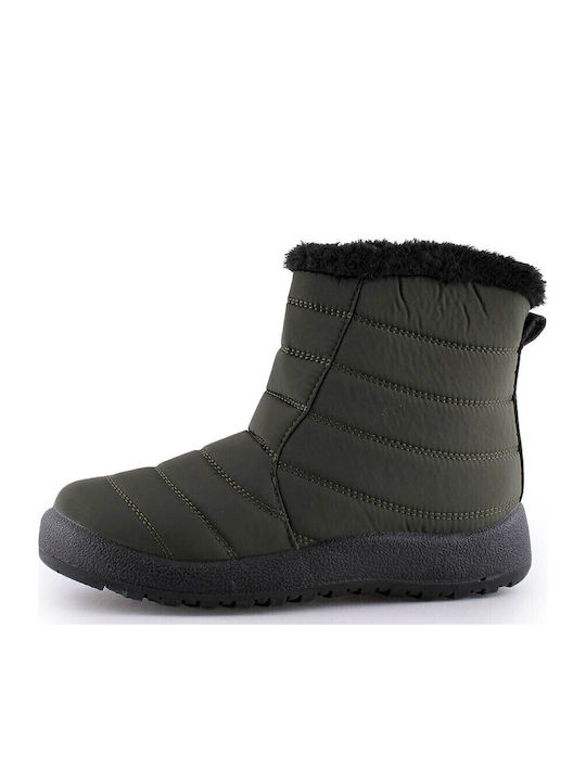 Stiefeletten Damen mit Pelz Khaki