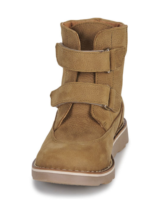 Suede Kinderstiefeletten mit Klettverschluss Braun