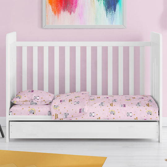 Dimcol Sweet Dreams Baby Bettlaken Für Krippe Baumwolle Angepasst Rosa 70x140cm