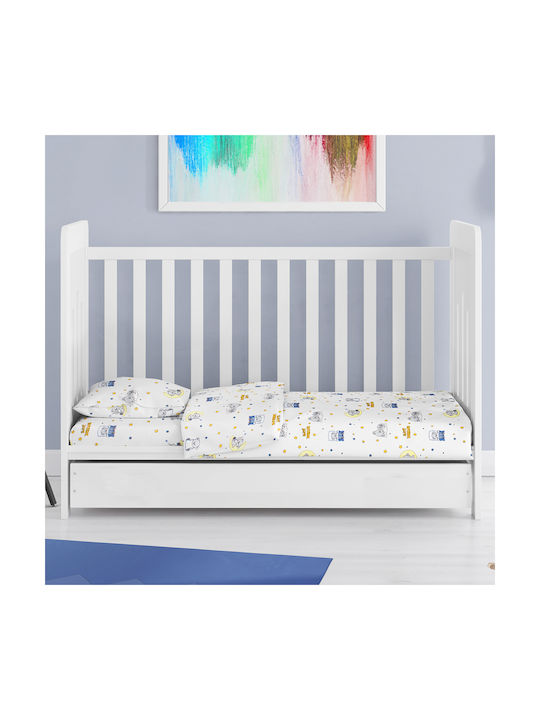 Dimcol Baby Sheet Crib Cotton Fitted Blue 70x140cm