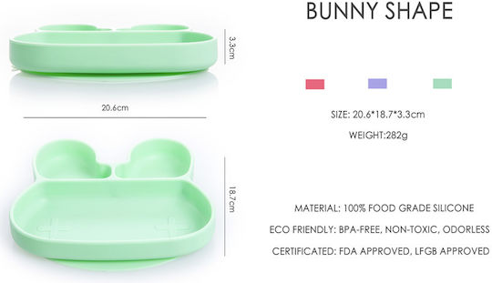 Baby Wise Baby Food Plate Bunny made of Silicone Purple