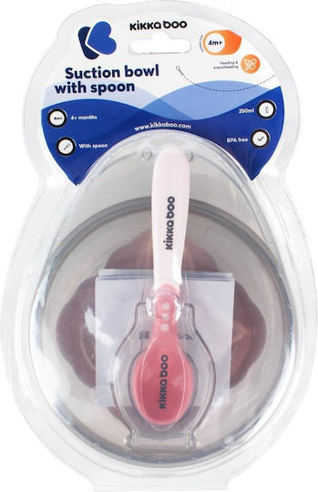 Kikka Boo Baby Food Container Set Suction made of Plastic Pink