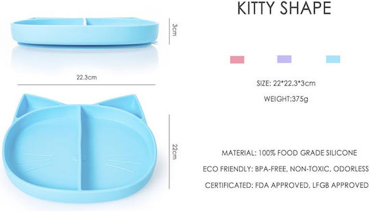 Baby Wise Baby Food Plate Fox made of Silicone Blue