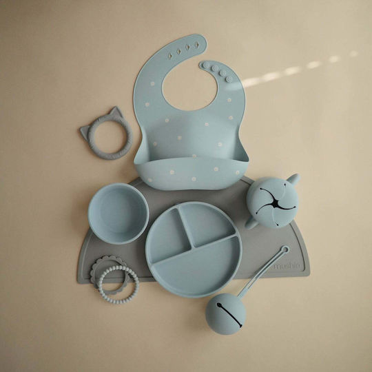 Mushie Baby Food Bowl Suction made of Silicone Light Blue