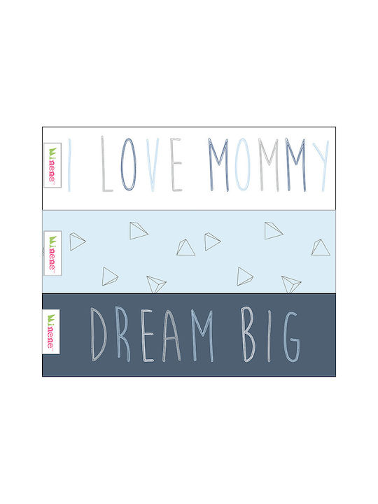 Minene Mommy/Daddy Muslin Swaddle Wraps Blue 75x75cm. 3pcs