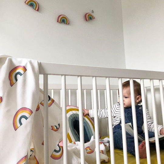 Mama Designs Rainbow Musselin-Wickeltücher Weiß 60x60cm. 3Stück