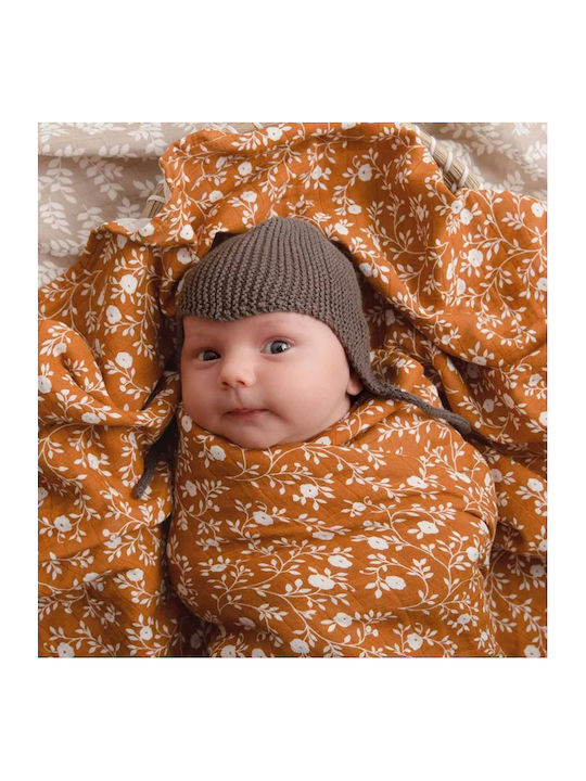 A Little Lovely Company Muslin Swaddle Wrap Beige 120x120cm.