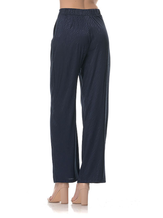 Sushi's Closet Women's Satin Trousers in Straight Line Blue