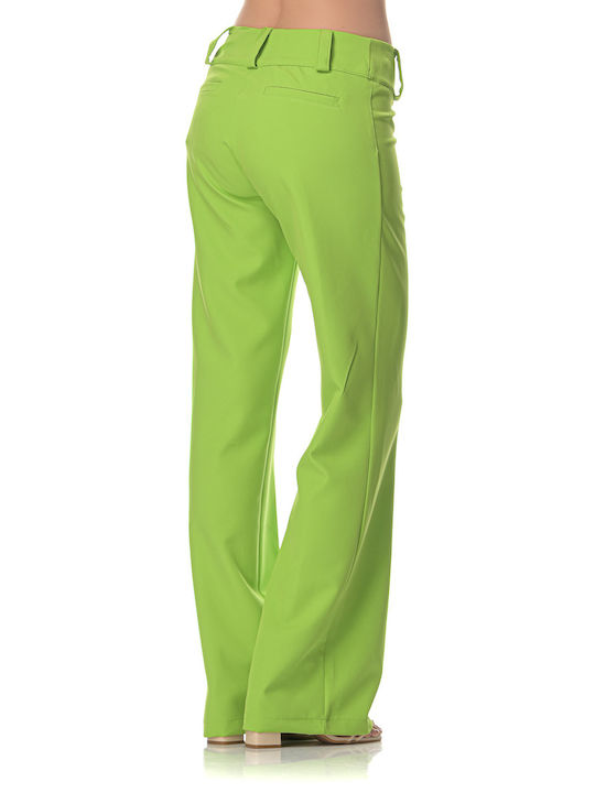 Sushi's Closet Women's Fabric Trousers in Straight Line Green