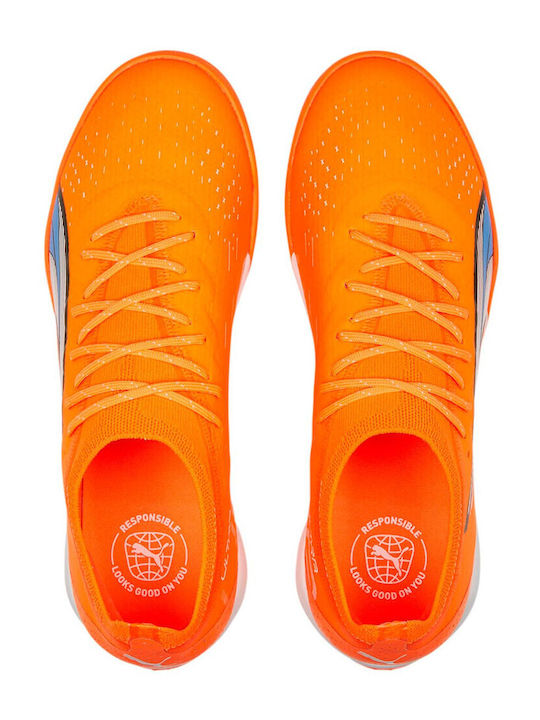 PUMA Ultra Eltimate Cage Football Shoes with Molded Cleats Ultra Orange / White / Blue Glimmer