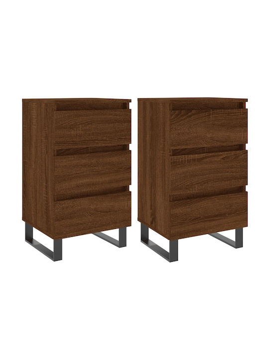 Wooden Bedside Tables 2pcs Καφέ Δρυς 40x35x69cm