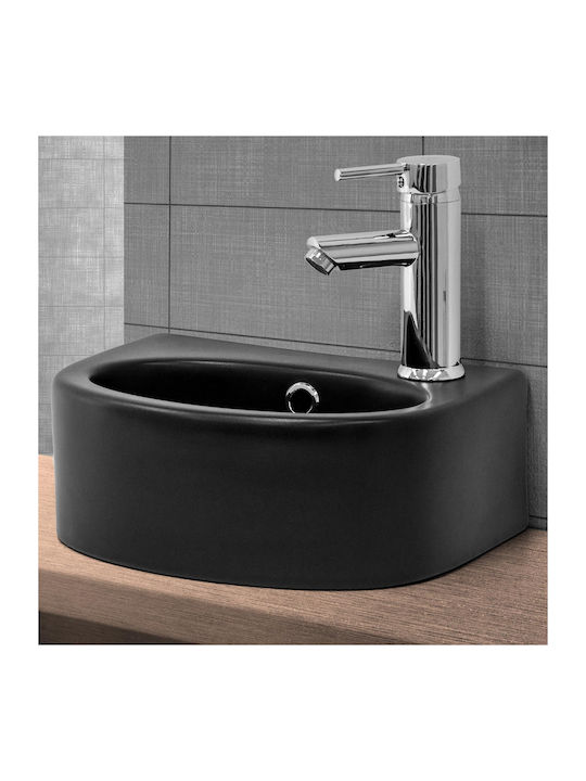 ML-Design Montat pe perete Deasupra Blatului Chiuvetă Ceramică 33.5x25.5x13cm Negru