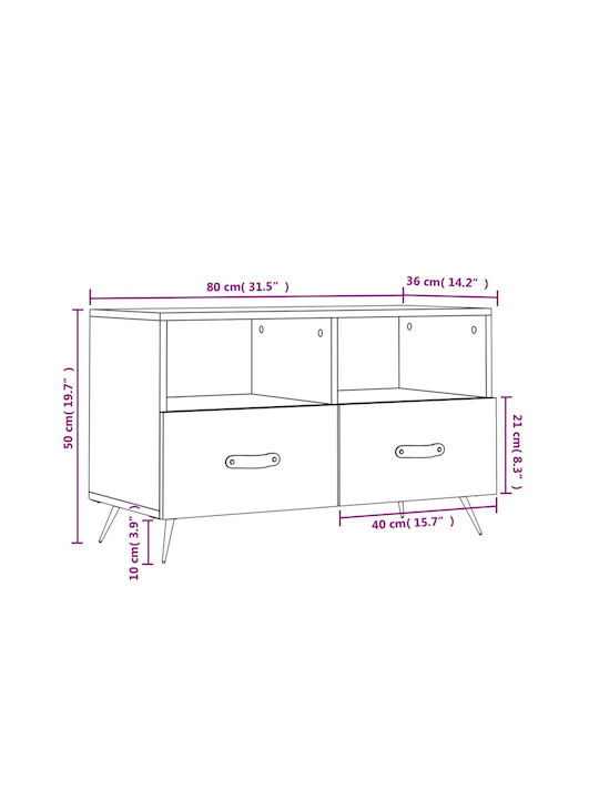 TV Stand Gray M80xP36xH50cm