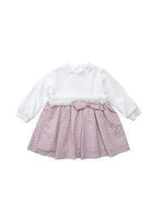 Babylon Kids Dress Tulle Polka Dot Long Sleeve Pink