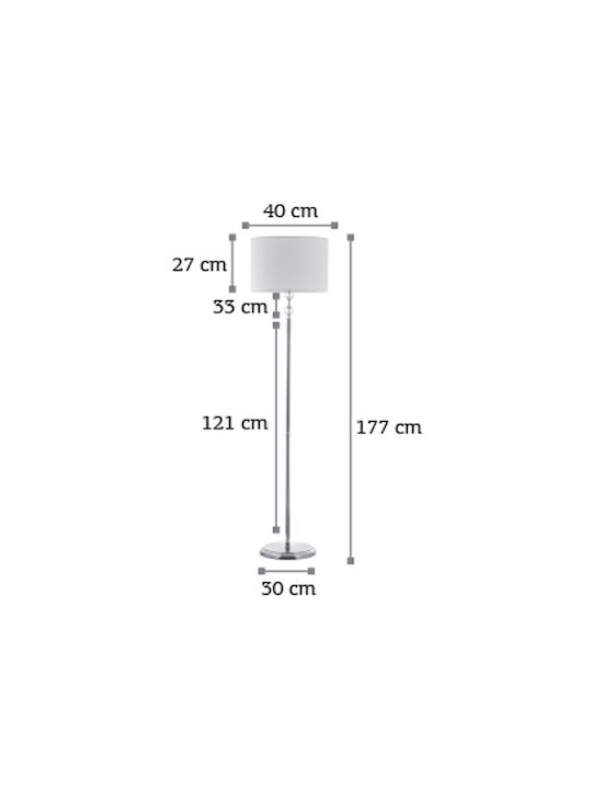 Inlight 45360 Lampa de podea Î177xL40cm. cu Soclu pentru Bec E27 Crom