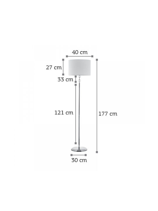 Inlight 45360 Lampa de podea Î177xL40cm. cu Soclu pentru Bec E27 Crom