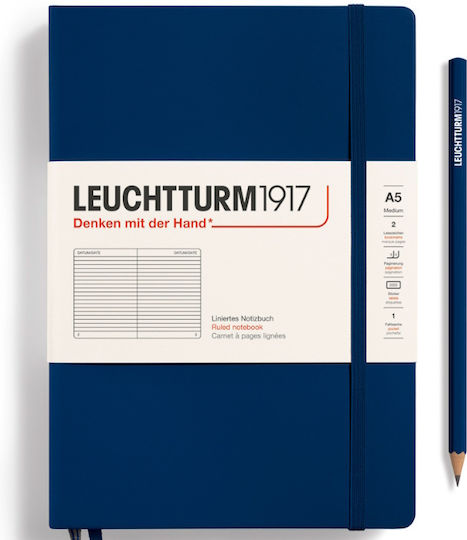 Leuchtturm1917 Notebook 249 Sheets A5 Ruled with Elastic Blue