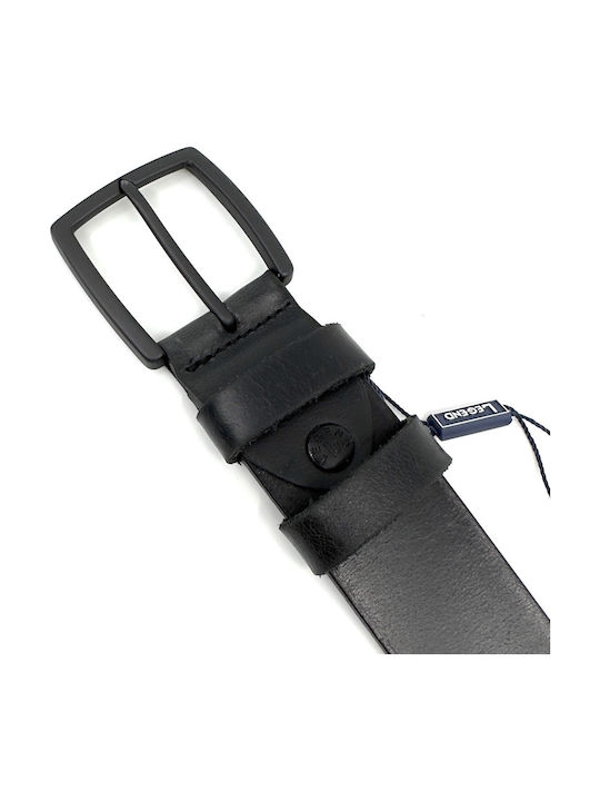 Wide Men's Belt Leather Black