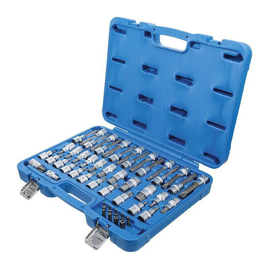BGS Technic Bit-Stecknüsse mit Bits Torx, Allen, Spline und Antriebsvierkant 1/2'' Set 49Stück