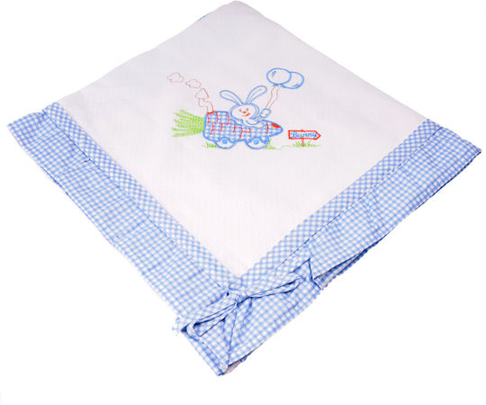 Bunny Bebe Κουβέρτα Αγκαλιάς & Λίκνου Πικέ Κίτρινη 90x90εκ.