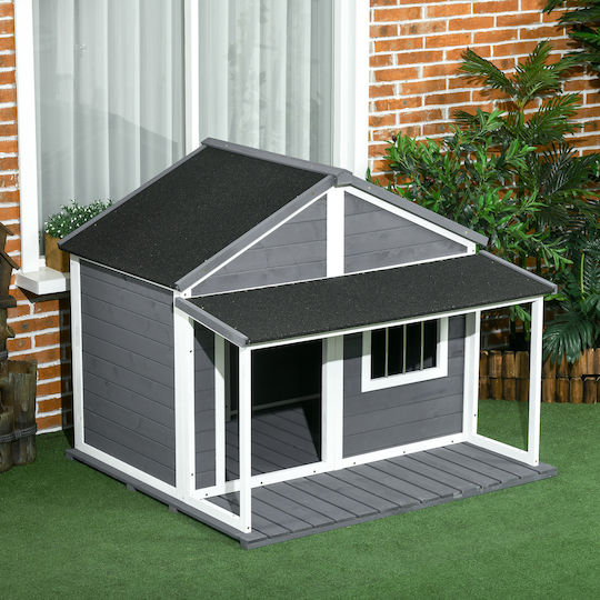 Pawhut Kennel Hundehaus Groß Außenbereich Gray 124x112x105cm