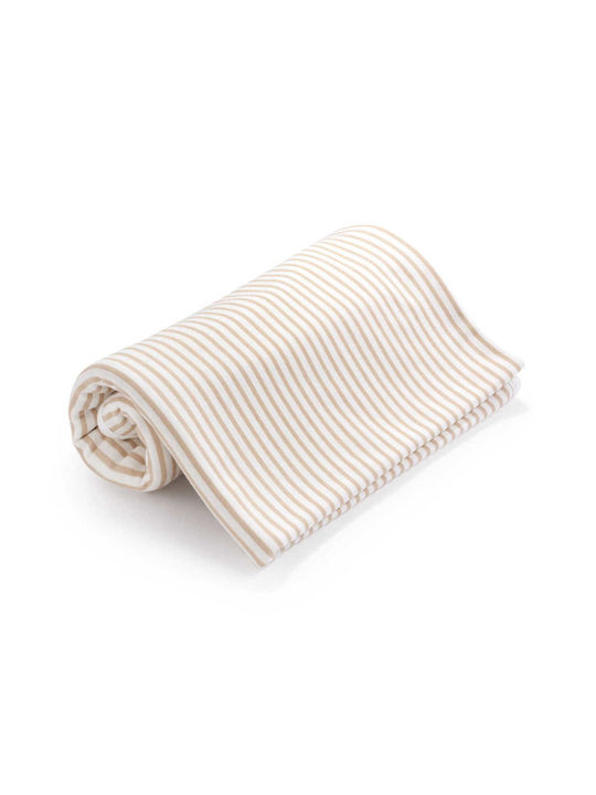 Jukki Κουβέρτα Αγκαλιάς & Λίκνου Πλεκτή Μπεζ Stripes 75x100εκ.