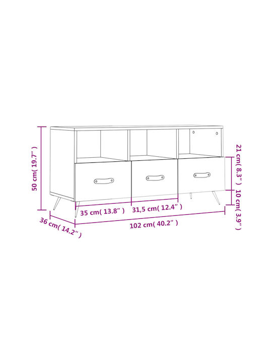 Έπιπλο Τηλεόρασης Λευκό Μ102xΠ36xΥ50cm 829004