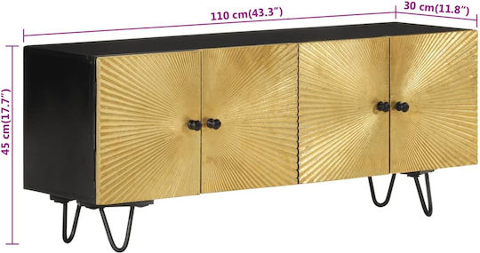 TV Stand Made of Solid Wood Gold L110xD30xH45cm