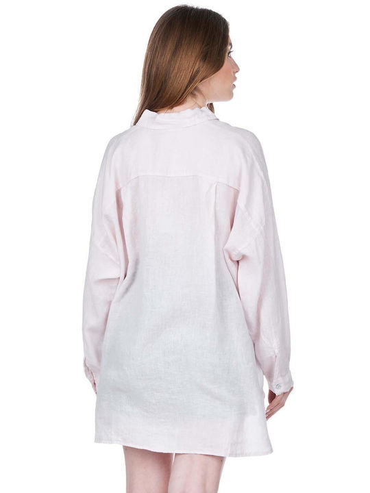 Crossley Women's Linen Monochrome Long Sleeve Shirt Pink