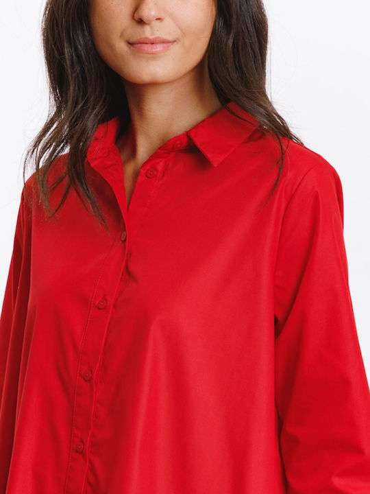 Cuca Women's Monochrome Long Sleeve Shirt Red
