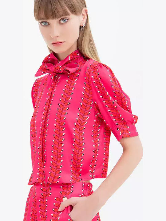 Mâneca scurta Femei Cămașă Fuchsia Imprimeu