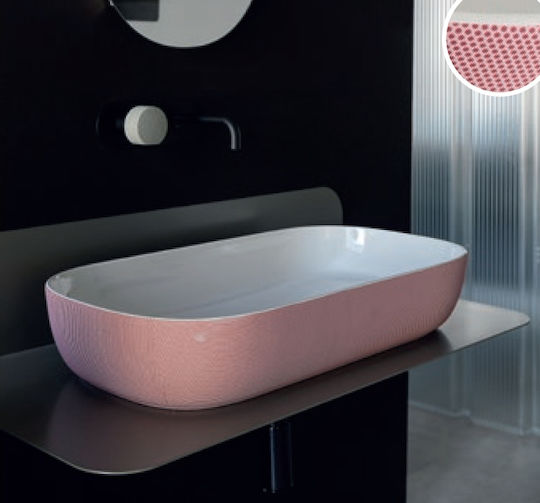 Scarabeo Glam Aufgesetztes Waschbecken Porzellan 56x39x14cm Ser Pois Pink Mat