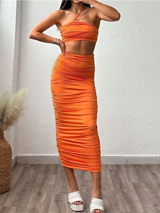 Set with Maxi Skirt Orange