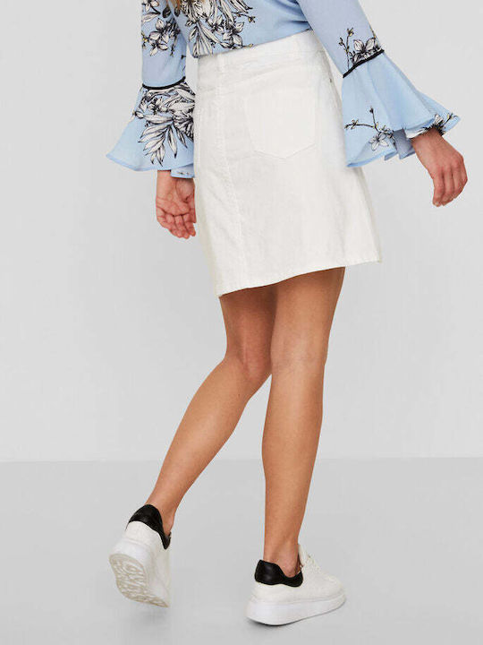 Noisy May Denim High Waist Mini Skirt in White color