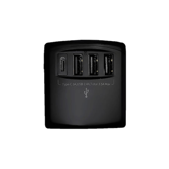 Xoopar Φορτιστής Χωρίς Καλώδιο με 3 Θύρες USB-A και Θύρα USB-C 15W Μαύρος (Tripper)