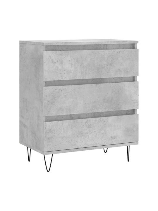 Wooden Chest of Drawers with 3 Drawers Gray 60x35x70cm