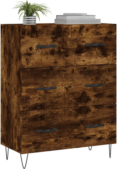 Wooden Chest of Drawers with 3 Drawers 69.5x34x90cm