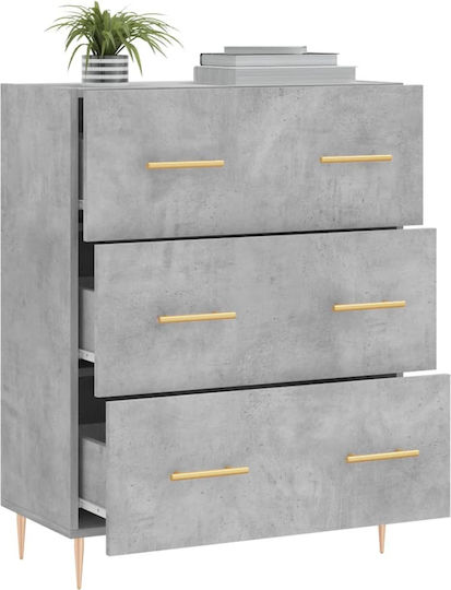 Comoda pentru Dormitor cu 3 sertare Gri 69.5x34x90buc