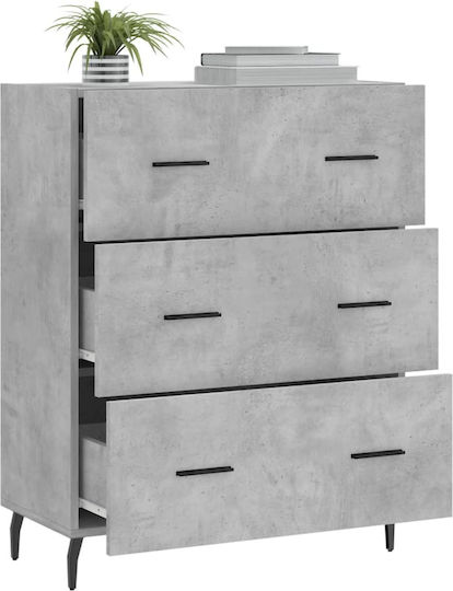 Comoda pentru Dormitor cu 3 sertare Gri 69.5x34x90buc
