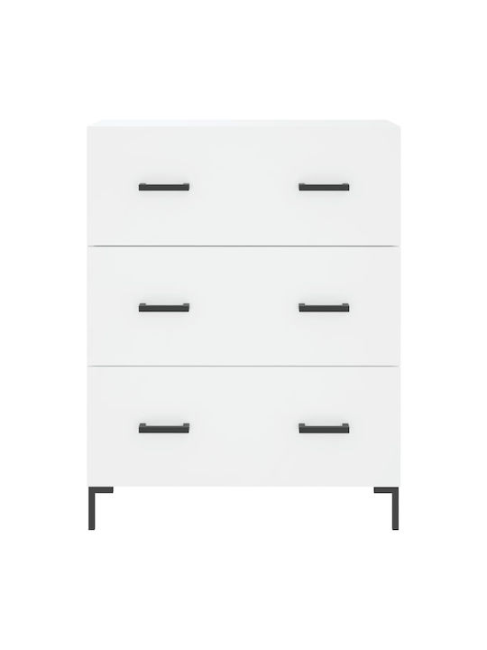 Συρταριέρα Κρεβατοκάμαρας mit 3 Schubladen Weiß 69.5x34x90cm